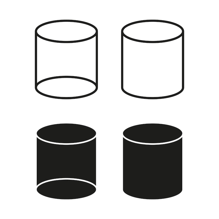 Wektor ikony kształtu cylindra proste formy geometryczne twarde sylwetki wektorowe minimalistyczne elementy projektowe