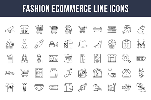 Ikony linii e-commerce moda