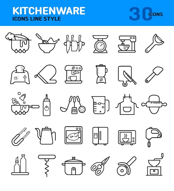 Ikony Narzędzi Kuchennych Używanych Podczas Gotowania W Kuchni