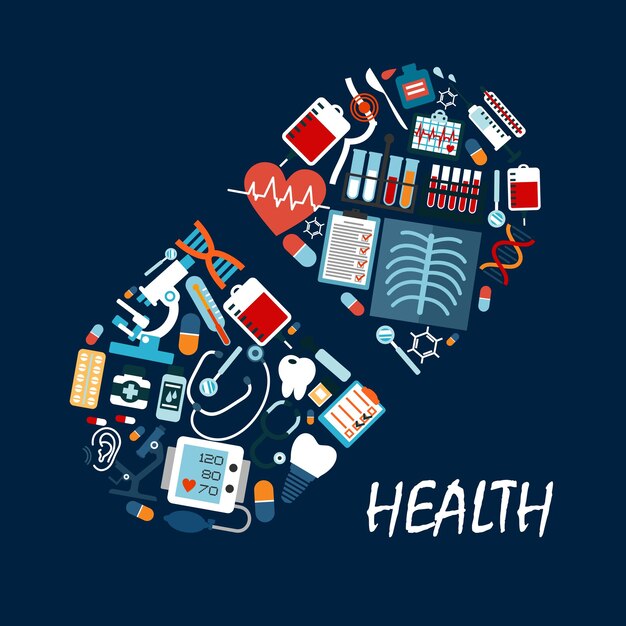 Plik wektorowy ikony opieki zdrowotnej w kształcie pigułki lub tabletki