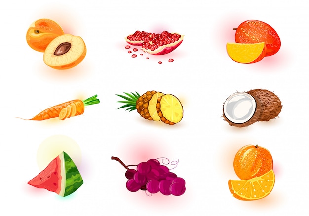 Ikony owoców, jagód i warzyw