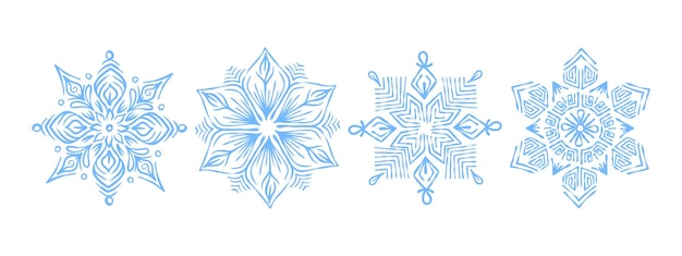 Ikony Płatków śniegu Ręcznie Rysowane Płatki śniegu Różne Rodzaje Płatków śniegu Grafika Wektorowa Skalowalna