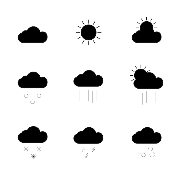 Plik wektorowy ikony pogody kontury i cienkie linie