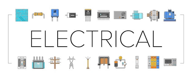 Plik wektorowy ikony pracy przemysłu elektryka zestaw wektorów