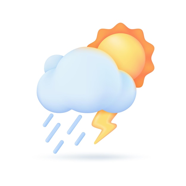 Plik wektorowy ikony prognozy pogody 3d letnie słońce z jasnym światłem słonecznym ilustracja 3d gorącej pogody