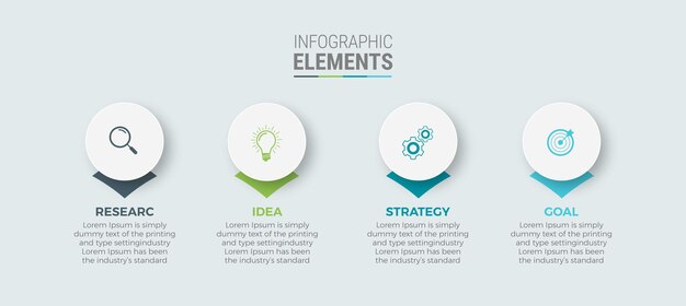 Plik wektorowy ikony projektu szablonu infografiki biznesowej 4 opcje lub kroki