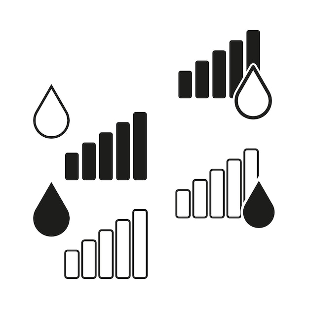 Plik wektorowy ikony siły sygnału z kropelami wody koncepcja łączności i wilgoci uproszczona reprezentacja