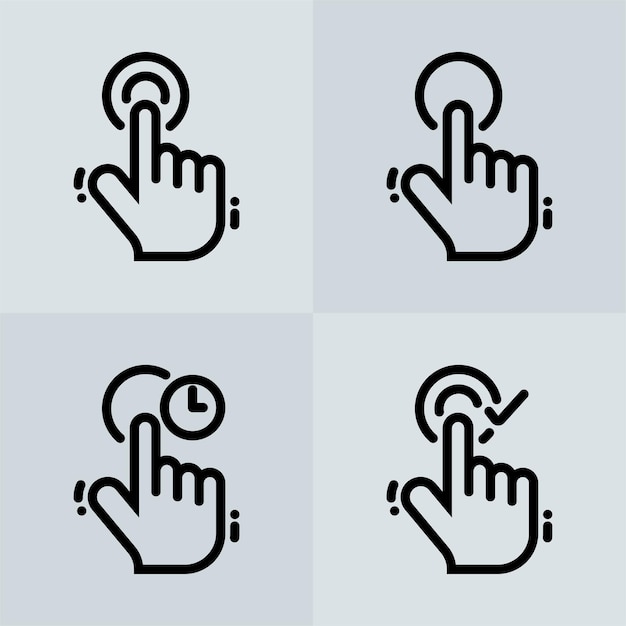 Ikony stylu linii gestów dotykowych 2