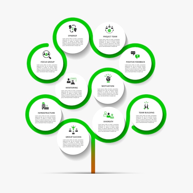 Ikony Szablonów Infografiki Budowania Zespołu W Różnych