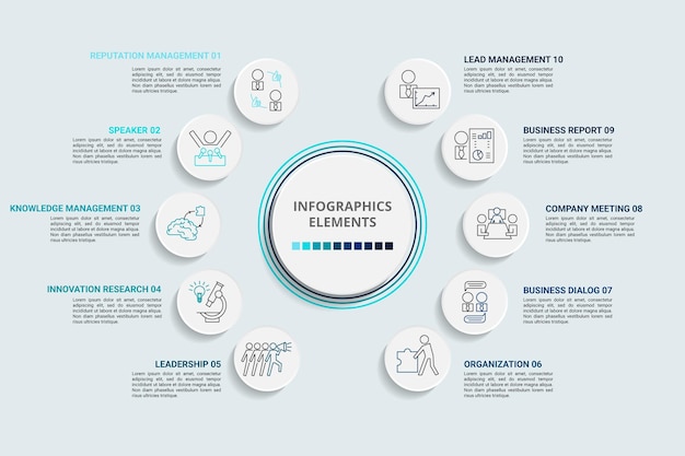 Ikony Szablonów Infografiki Zarządzania Reputacją W