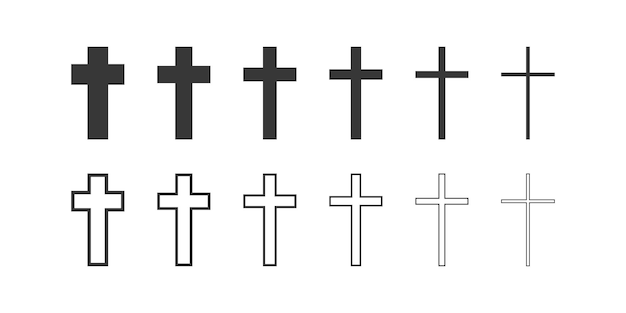 Ikony Wektorowe Christian Cross Zestaw Ilustracji Wektorowych Ikony Christian Crosse