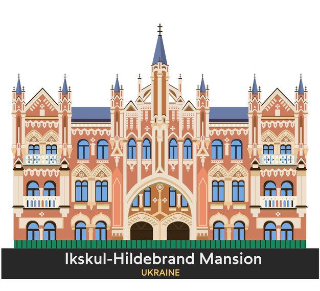 Plik wektorowy ikskulhildebrand mansion kyiv ukraina ilustracja wektorowa