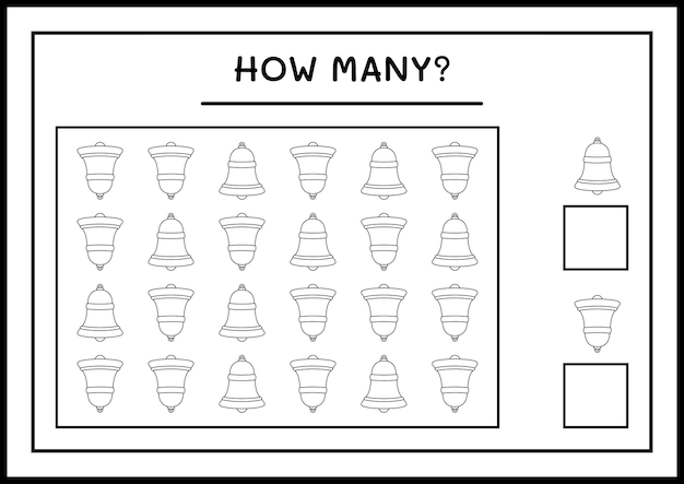 Ile Dzwonek świąteczny, Gra Dla Dzieci. Ilustracja Wektorowa, Arkusz Do Druku