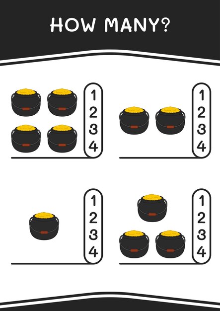 Ile Z Gry Kocioł Dla Dzieci Ilustracja Wektorowa Arkusz Do Wydrukowania