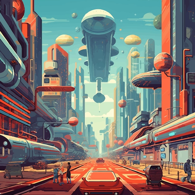 Plik wektorowy ilustraao de cidade futurista 3