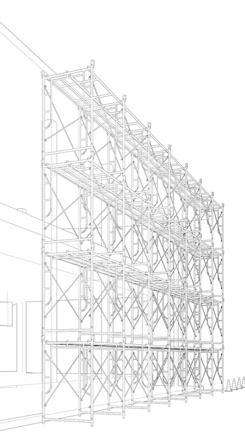 Plik wektorowy ilustracja 3d budynku i konstrukcji