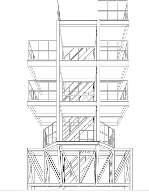 Plik wektorowy ilustracja 3d budynku przemysłowego