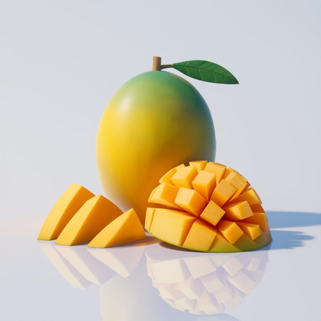 Ilustracja 3d Całego Mango I Jego Ciętych Kawałków