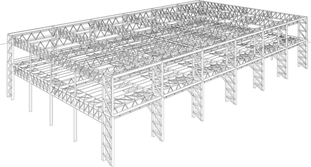 Plik wektorowy ilustracja 3d konstrukcji budynku