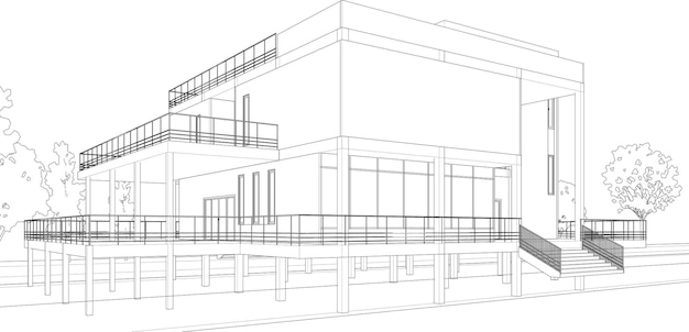 Ilustracja 3D projektu budowlanego