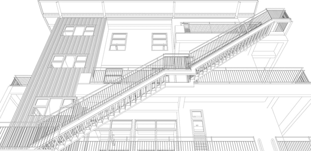 Ilustracja 3d Projektu Budowlanego