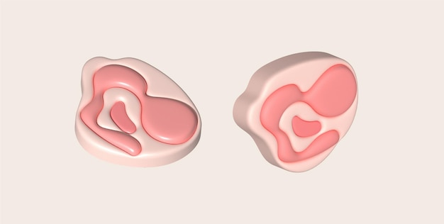 Ilustracja 3D Świeże plasterki lub mięso Marmurowanie mięsa wieprza lub wołowiny do steku