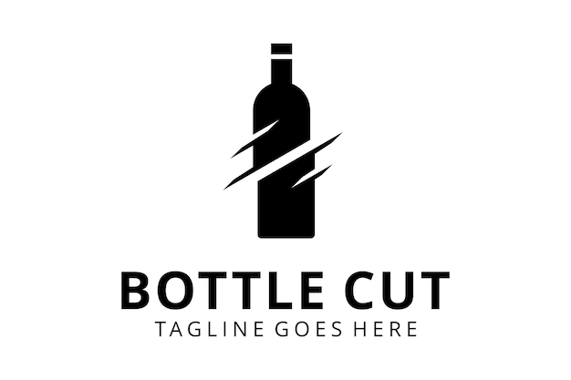 Plik wektorowy ilustracja abstrakcyjna cięcia nożem ostra butelka projektowanie logo napoju wina