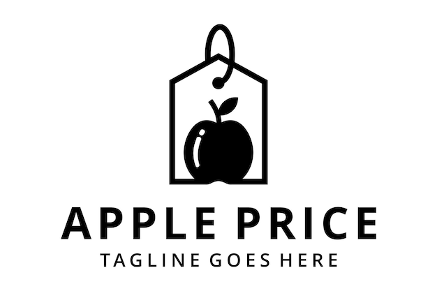 Ilustracja abstrakcyjna nowoczesna cena tagu z szablonem projektu logo owoców jabłka
