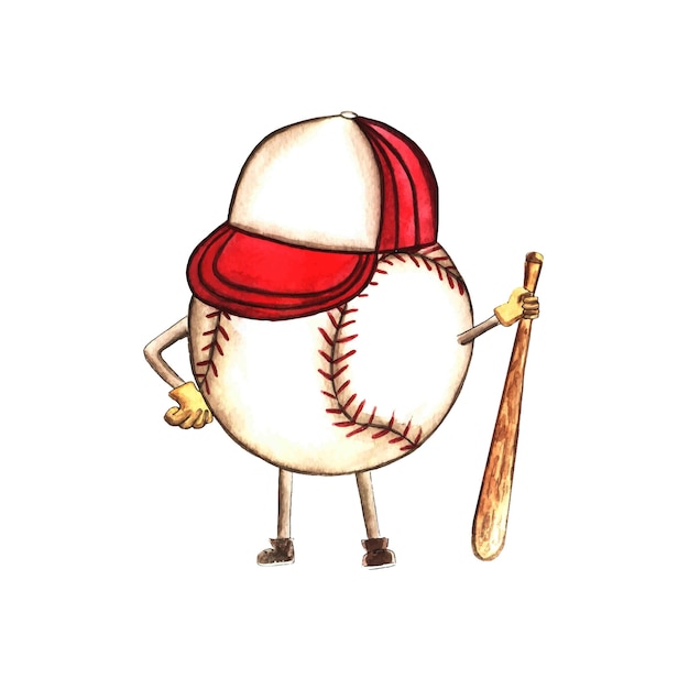 Plik wektorowy ilustracja akwarela baseball