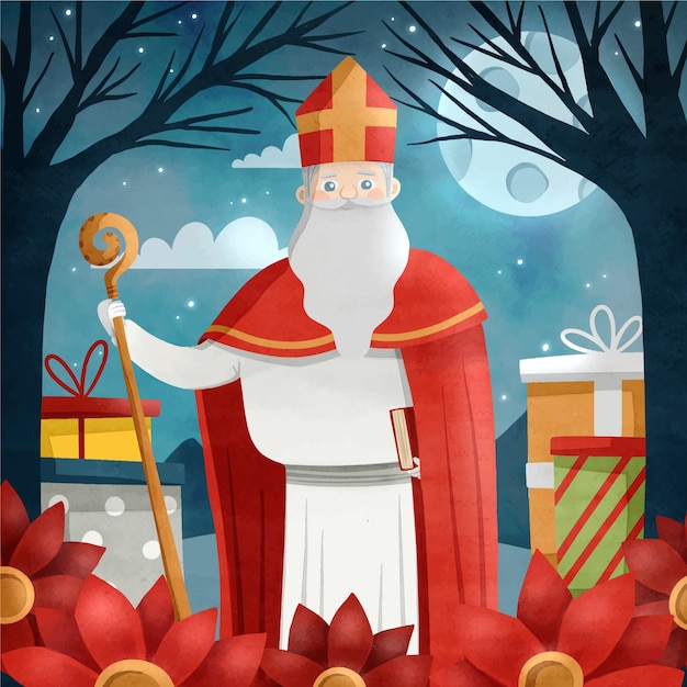 Plik wektorowy ilustracja akwarela sinterklaas