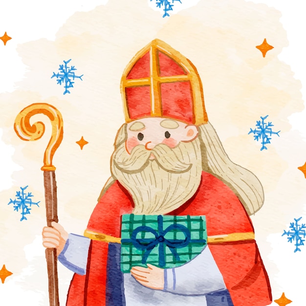 Plik wektorowy ilustracja akwarela sinterklaas