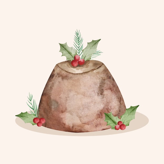 Plik wektorowy ilustracja akwarela świąteczny pudding