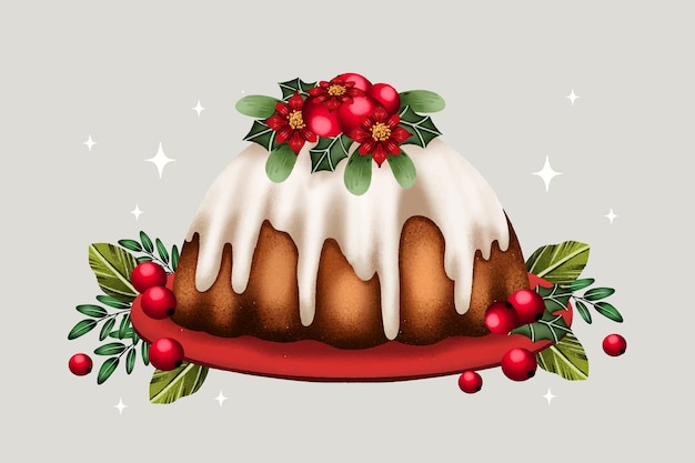 Plik wektorowy ilustracja akwarela świąteczny pudding