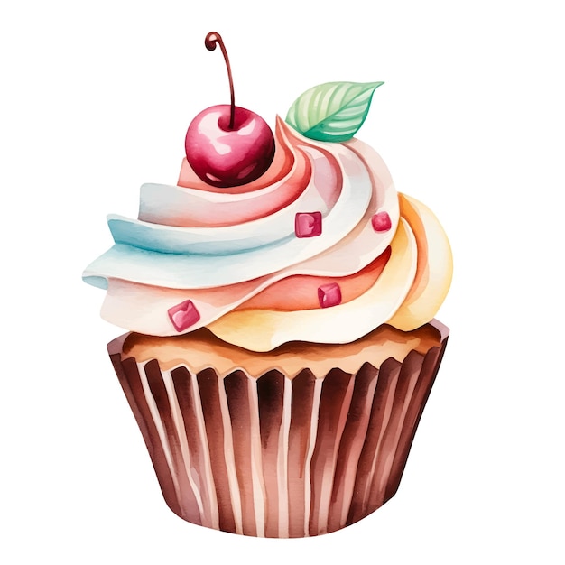 Ilustracja Akwarelowa Cupcake Clipart