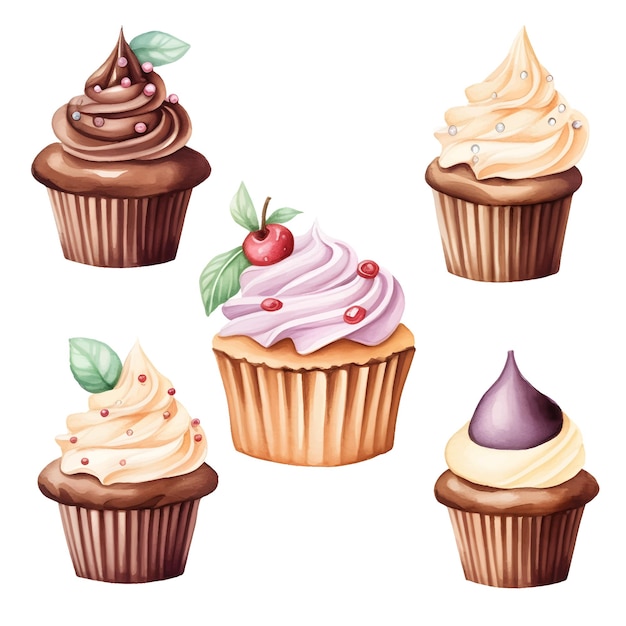 Ilustracja Akwarelowa Cupcake Clipart