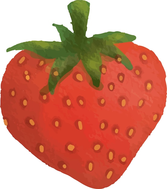 ilustracja akwarelowa czerwonej truskawki z kwiatem i liściem na tle