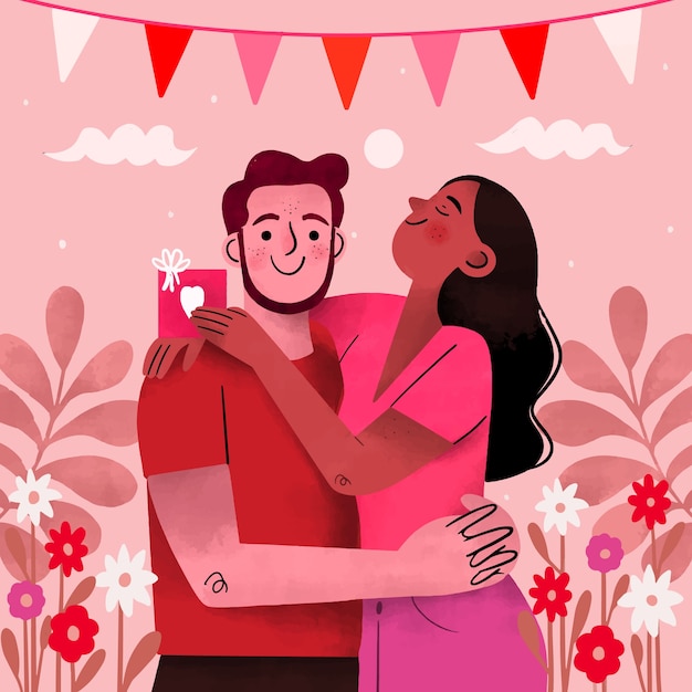 Ilustracja akwarelowa na święto Walentynek
