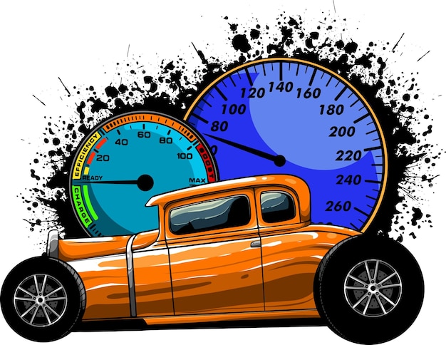 Ilustracja Amerykańskiego Samochodu Hot Rod