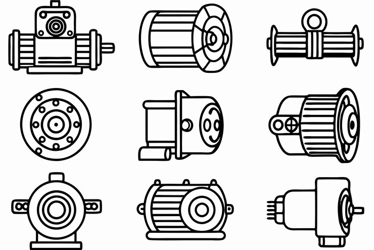 Ilustracja artystyczna o silnikach elektrycznych Piękne przedstawienia projektów silników elektrycznych