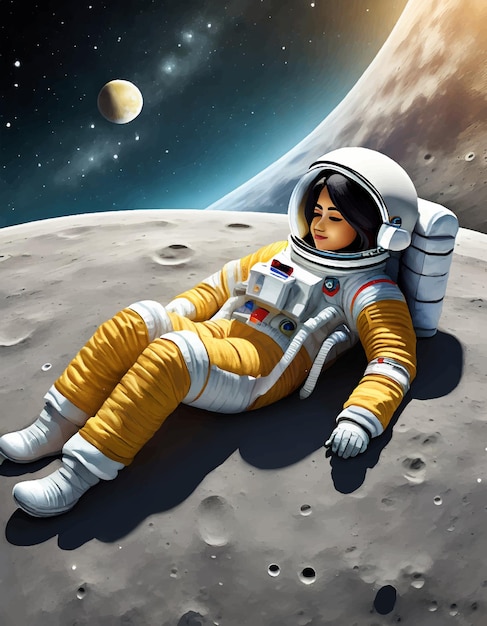 Plik wektorowy ilustracja astronauta leżącego na księżycu