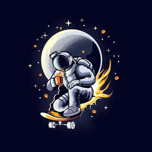 Ilustracja Astronauta Uzależniony Od Kawy