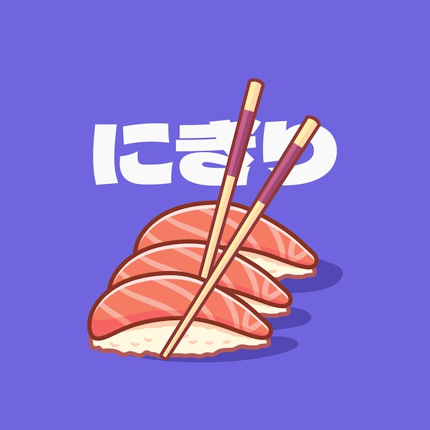 ilustracja azjatyckiego jedzenia z Japonii Nigiri