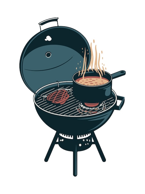 ilustracja barbecue grilla mięsa i wektorów żywności