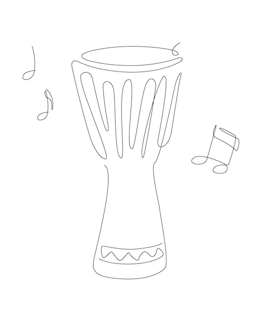 Ilustracja bongo sztuki liniowej z notatkami Perkusja liniowa instrumentu muzycznego i logo perkusji