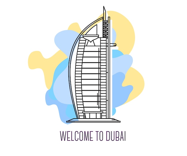 Ilustracja Burj Al Arab Hotel Dubai Landmark Symbol Of United Arab Emirates