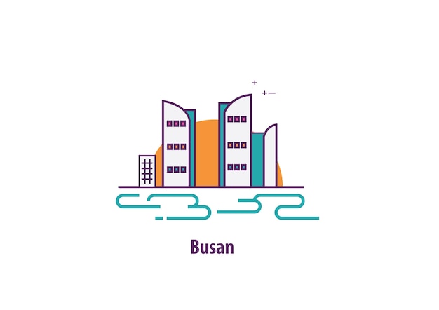 Plik wektorowy ilustracja busan w korei południowej z grafika wektorowa