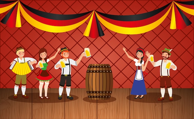 Ilustracja celebracja Oktoberfest, festiwal piwa
