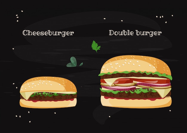 Ilustracja Cheeseburger I Podwójny Burger