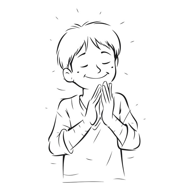Plik wektorowy ilustracja chłopca modlącego się z połączonymi rękami