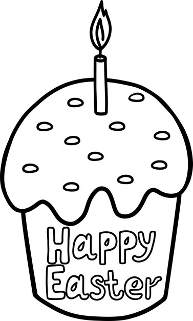 Plik wektorowy ilustracja ciasta wielkanocnego ze świecą ilustracja wektorowa narysowana ręcznie wielkanoc